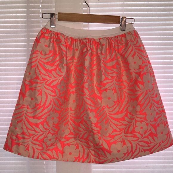 J. Crew 14 Crewcuts Fancy White Neon Pink Floral A Line Skirt - Picture 1 of 7